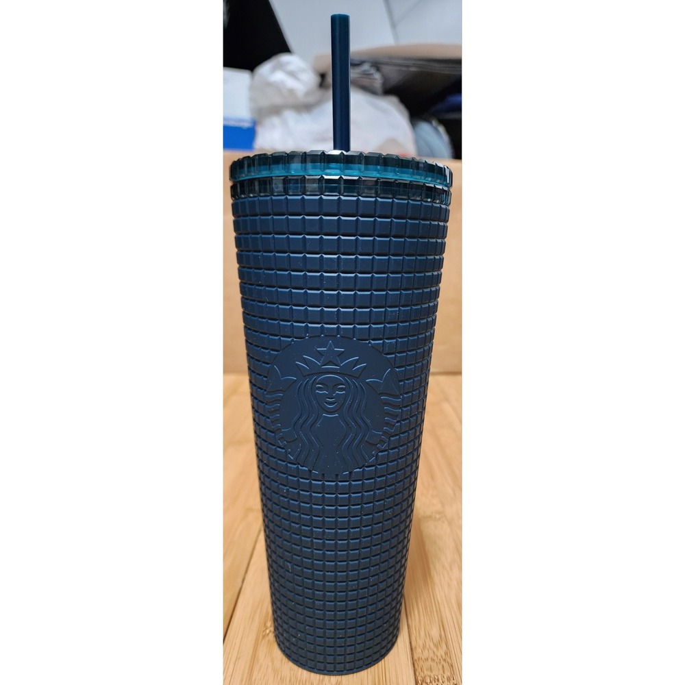 Starbucks Navy Blue Matte 24oz Venti Tumbler Soft Touch Jelly Grid 2022 Release